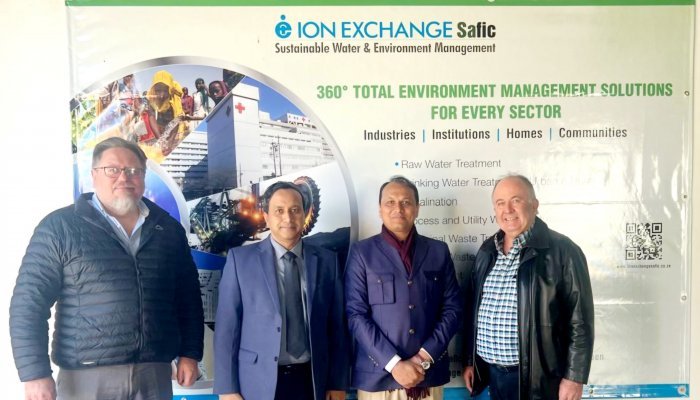 Douglas Cutter, Safic commercial director; Gourish Chakravorty, CEO of Ion Exchange Safic; Mahesh Kumar, Consul General of India (Johannesburg) and Eric Platt, Safic managing director.